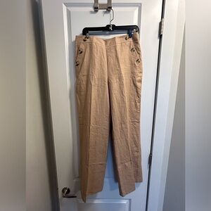BNWT-Talbots 100% wide leg linen pants-camel color-size10